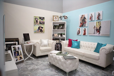 Savage Beauty studio seating area